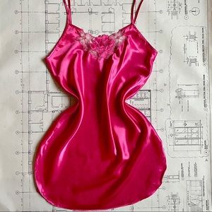 Vintage 90s hot pink sexy satin slip dress